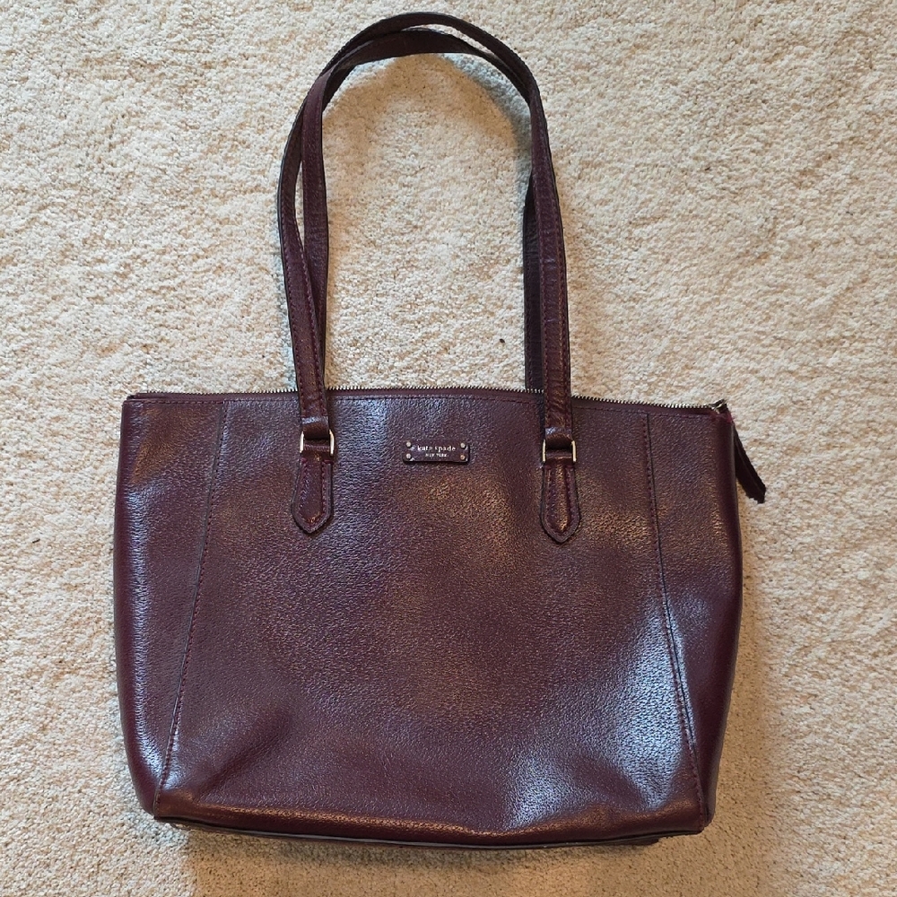 Burgundy Leather Tote by KATE SPADE